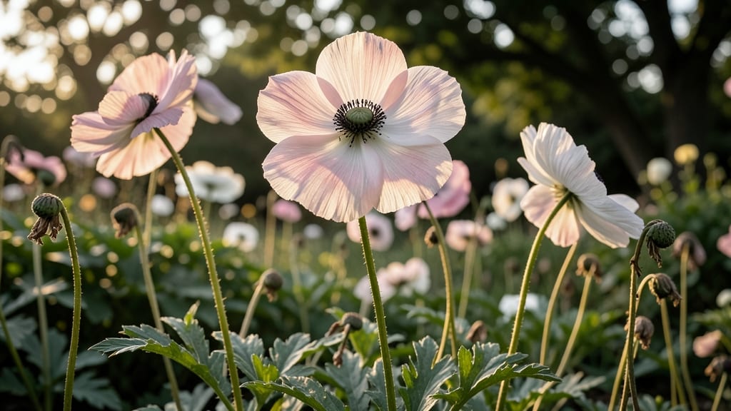 Japanese Anemones for Dramatic Height
