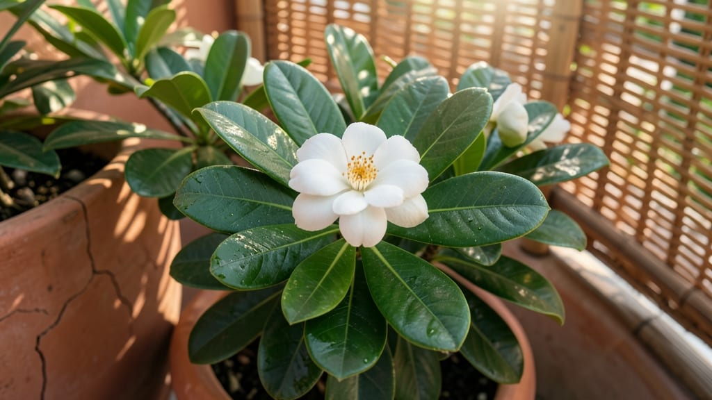 Dwarf Gardenia with Creamy White Blooms
