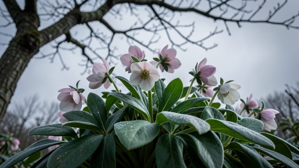 Lenten Rose: Rosy Blooms in Gray Winter Days
