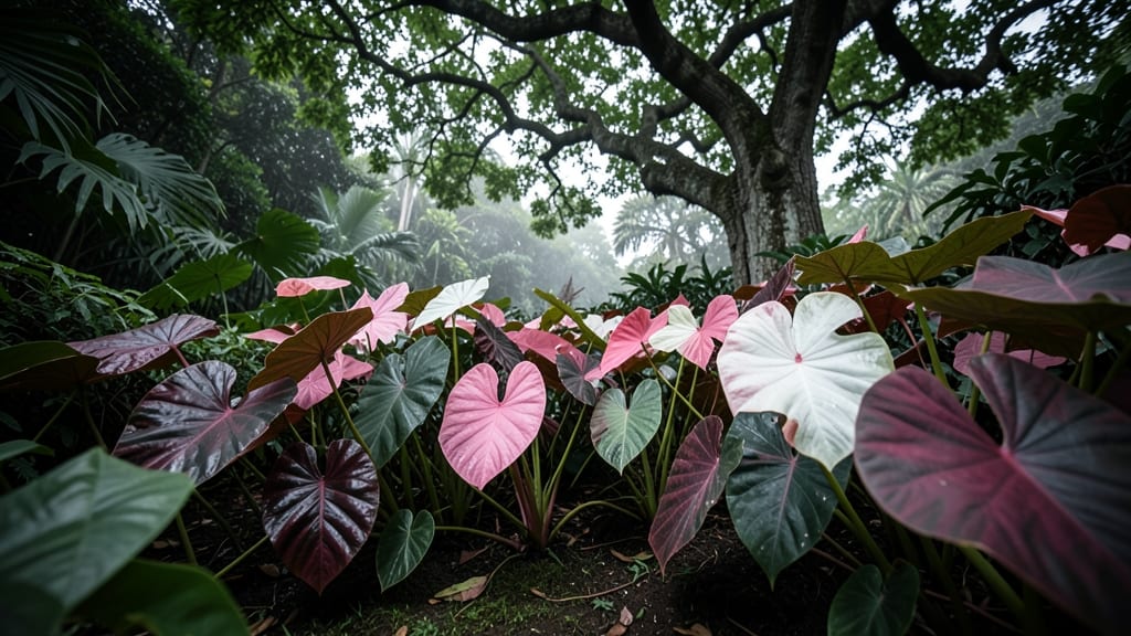 Caladiums with Heart-Shaped Leaves